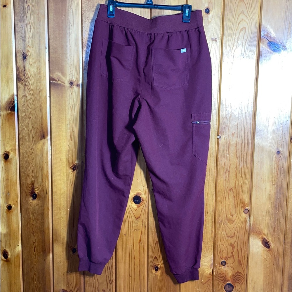 Fig High Waisted Zamora Jogger Scrub Pants burgundy size large nurse scrubs pant - Picture 6 of 14